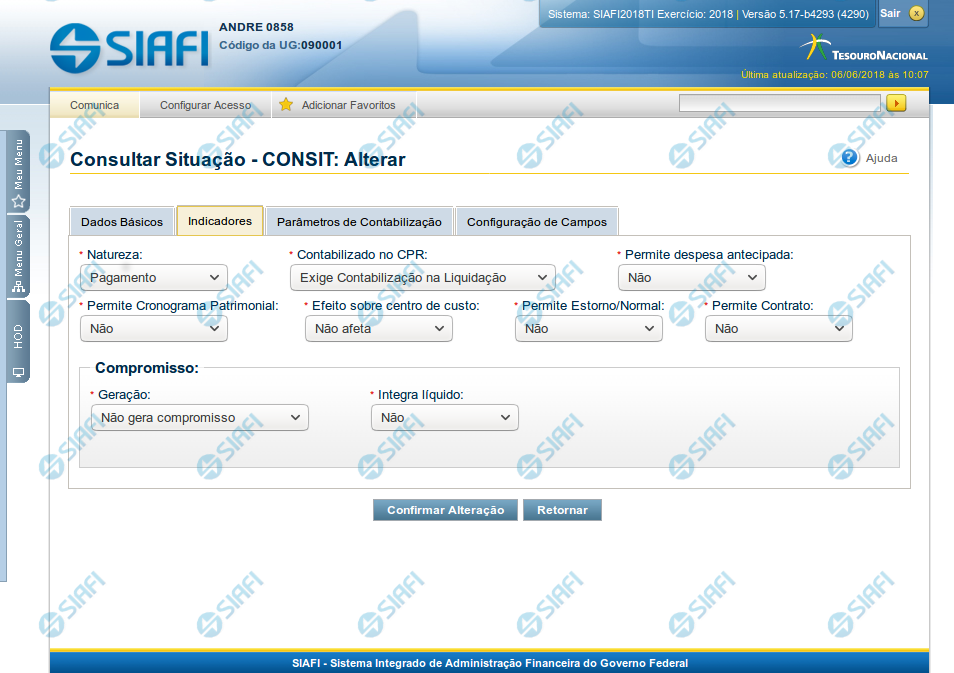 Lupa: Situação de Encargo — Manual SIAFI